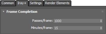 Iray+ Frame Completion Settings