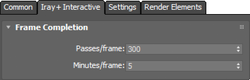 Iray+ Interactive Frame Completion Settings