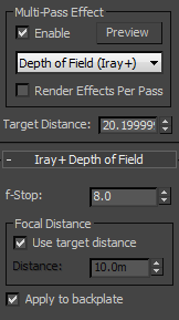 Iray+ Depth of Field parameters