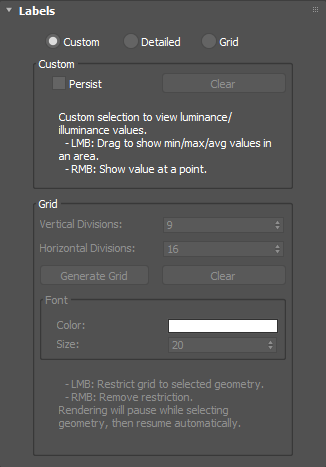 The Iray for 3ds Max Labels rollout