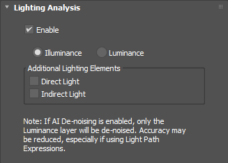 The Iray for 3ds Max Lighting Analysis rollout