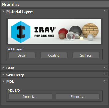 Adding Layers & Import/Export of MDL in the 3ds Max Material Editor