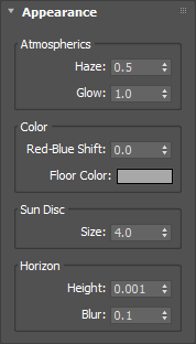 Iray+ Physical Sky Appearance parameters