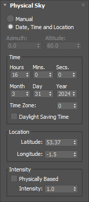 Iray+ Physical Sky parameters