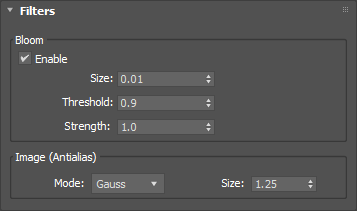 The Iray for 3ds Max Filters rollout