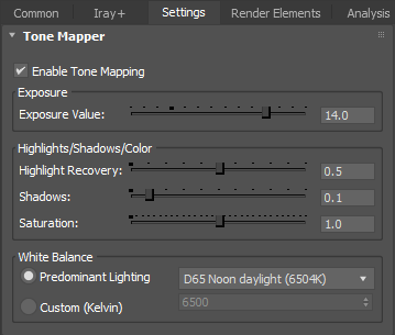 The Iray for 3ds Max Tone Mapper