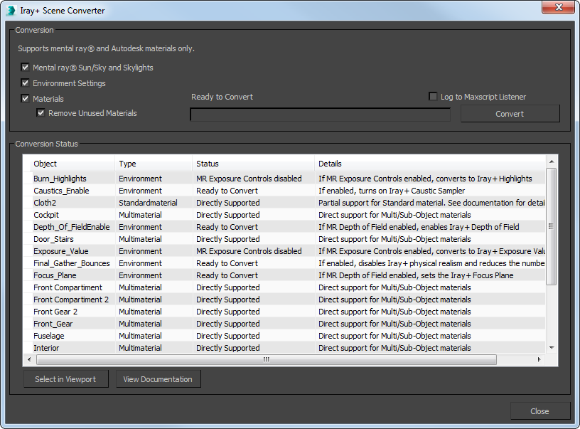The Iray for 3ds Max Scene Converter