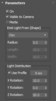 Iray+ Light Parameters
