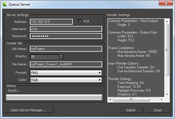 The Network Render Dialog