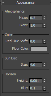 Iray Physical Sky Appearance Parameters