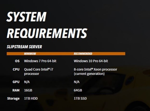 Can you show me a full system requirements list if I were to use SLIPSTREAM? Thumbnail